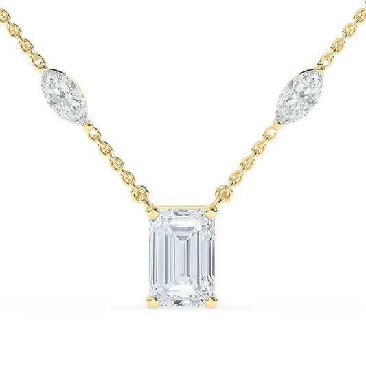 Emerald Cut Diamond Solitaire Necklace