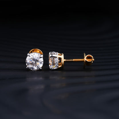 2 Carat Round Diamond Stud Earrings