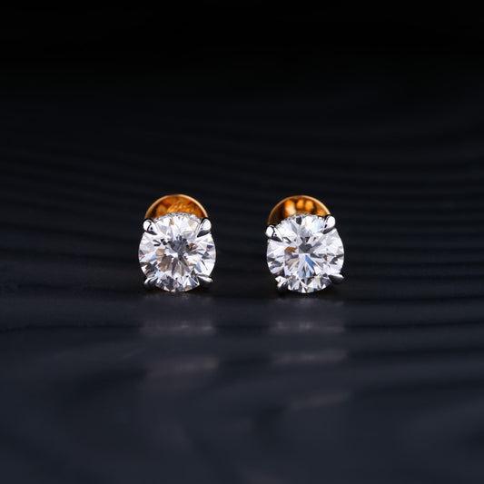 2 Carat Round Diamond Stud Earrings