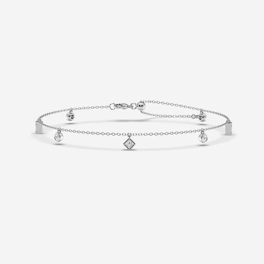 1 1/3 ctw Multi-Shape Lab Grown Diamond Dangle Charm Anklet