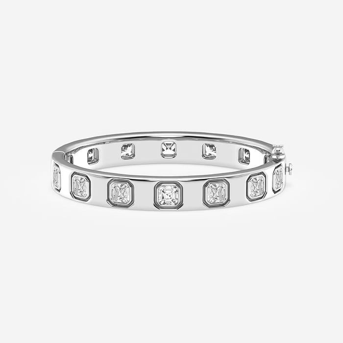 10 3/4 ctw Asscher Lab Grown Diamond Bangle Bracelet - 6 Inches