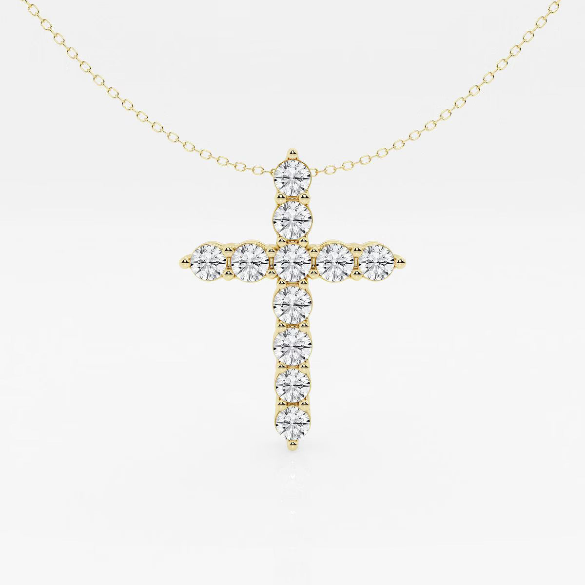 3 ctw Round Lab Grown Diamond Cross Pendant with Adjustable Chain