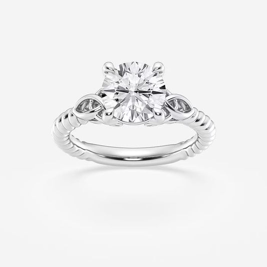 1 1/2 ctw Princess Lab Grown Diamond Floral Solitaire Engagement Ring