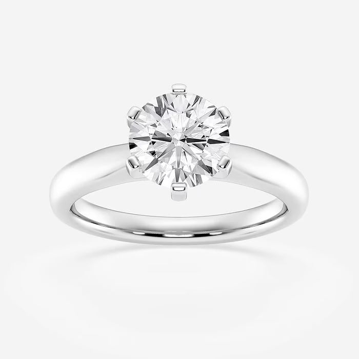 1 1/2 ctw Round Lab Grown Diamond Cathedral Six-Prong Solitaire Engagement Ring