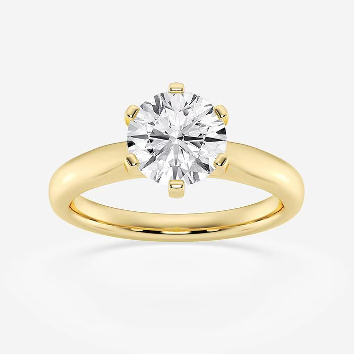 1 1/2 ctw Round Lab Grown Diamond Cathedral Six-Prong Solitaire Engagement Ring