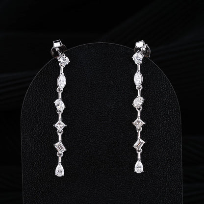 Six Multi Shape Diamonds Drop Earrings