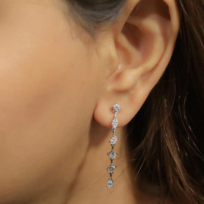 Six Multi Shape Diamonds Drop Earrings