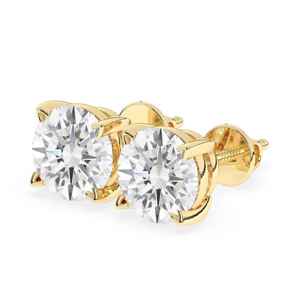 Round Solitaire With V-Prongs Studs